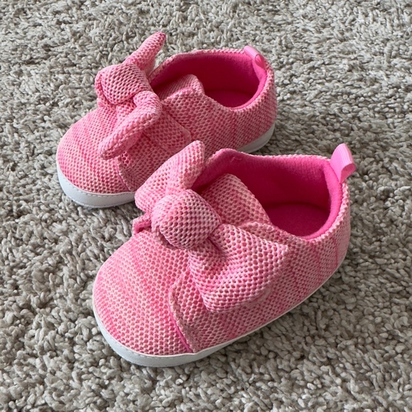 First steps baby girls soft sole pink bow booties shoes size 6-9 months - Picture 5 of 6